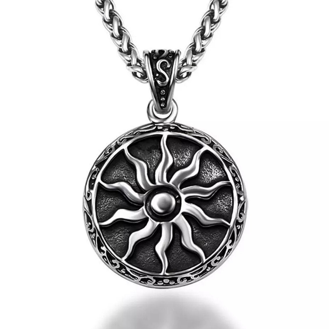 Apollo Amulet Double Sided Stainless Steel Sun God Pendant Necklace