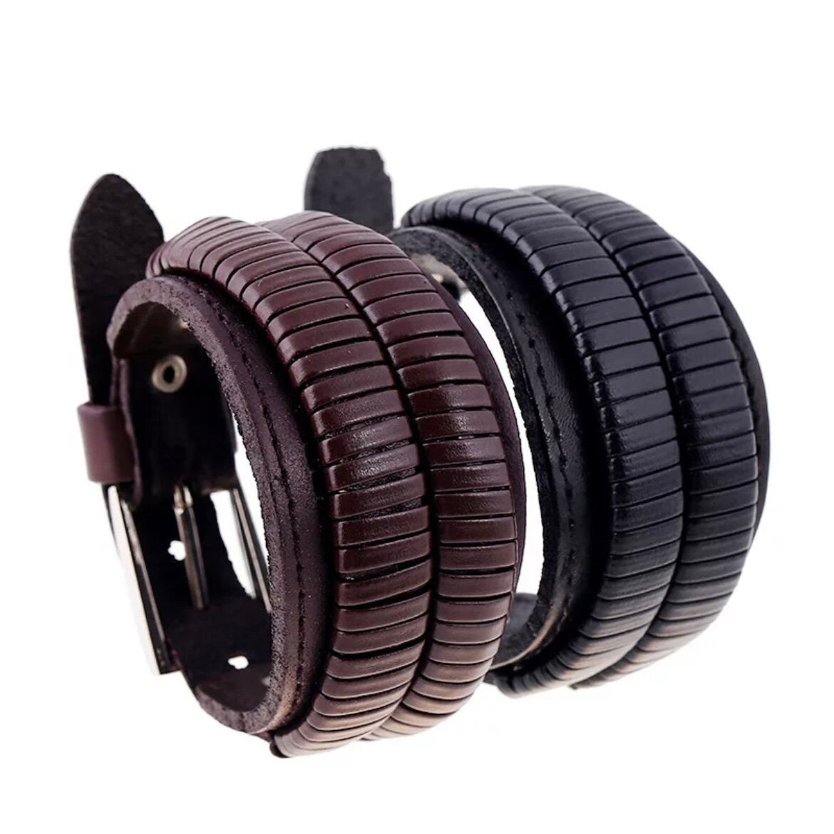 Punk Creative Leather Adjustable Wrap Bracelet Available in brown & Black Leather