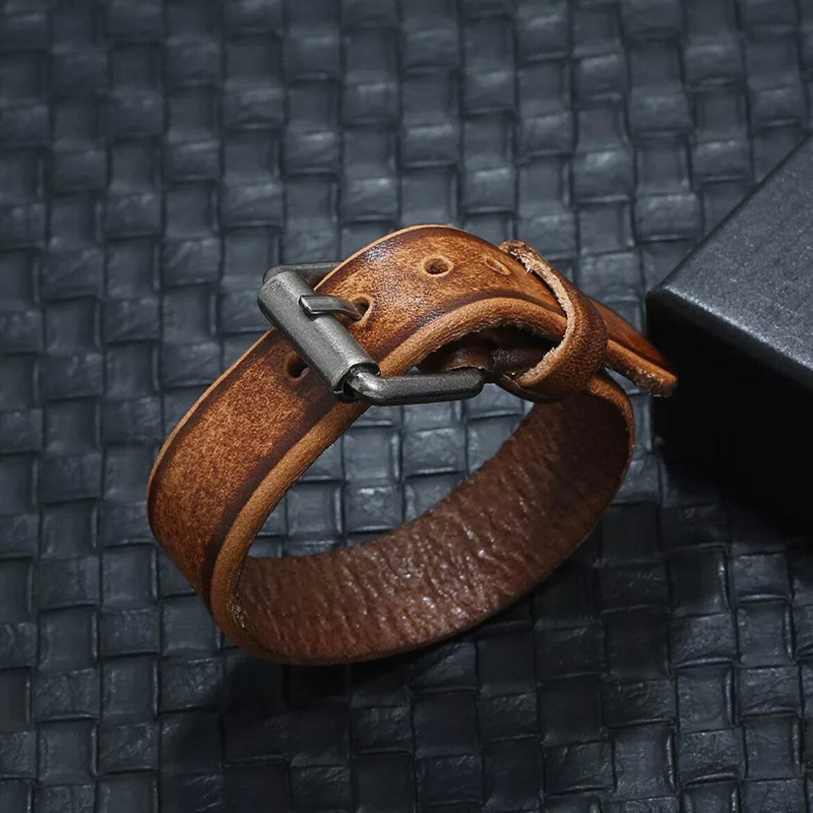 Slim Trendy Brown Leather Belt Style Leather Bracelet