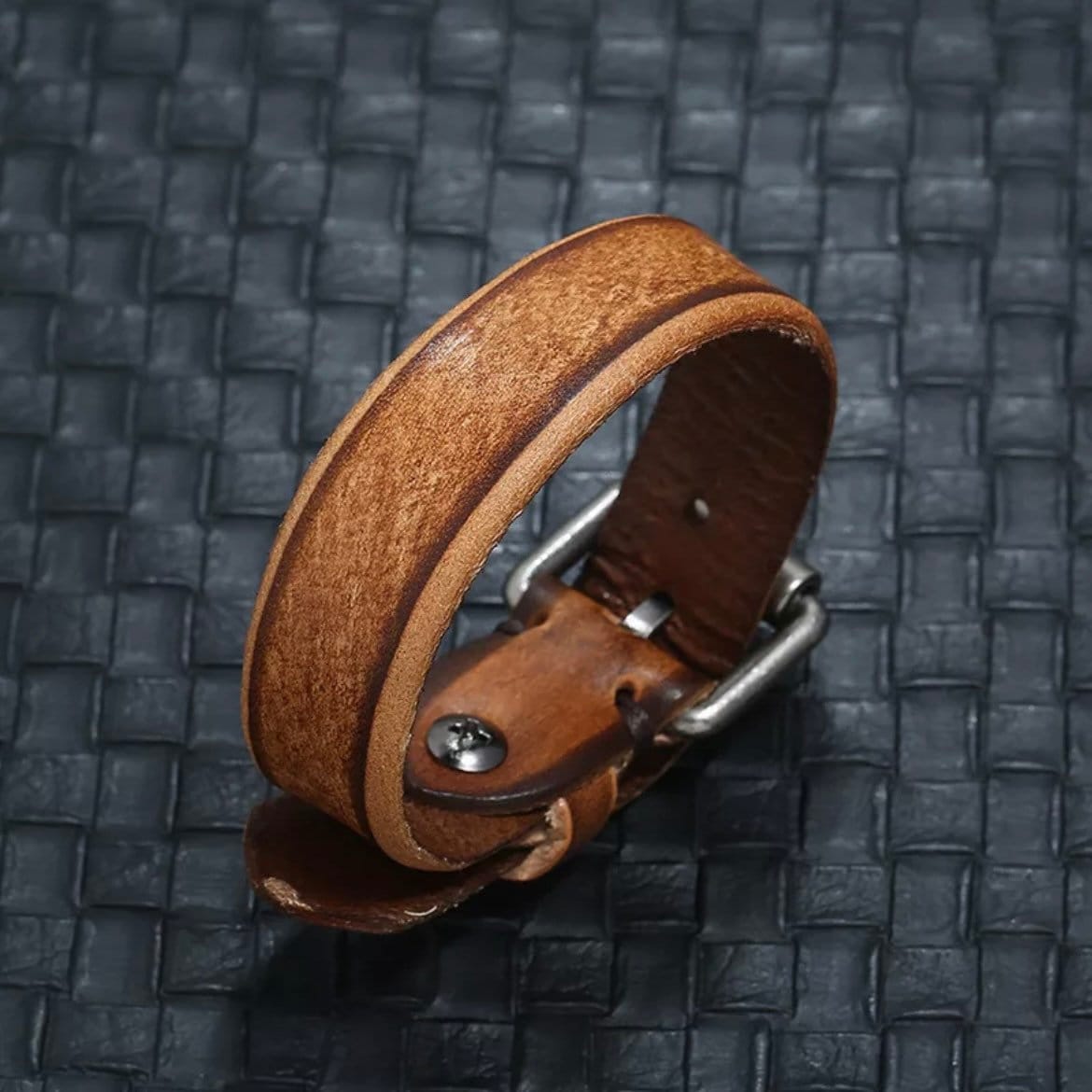 Slim Trendy Brown Leather Belt Style Leather Bracelet