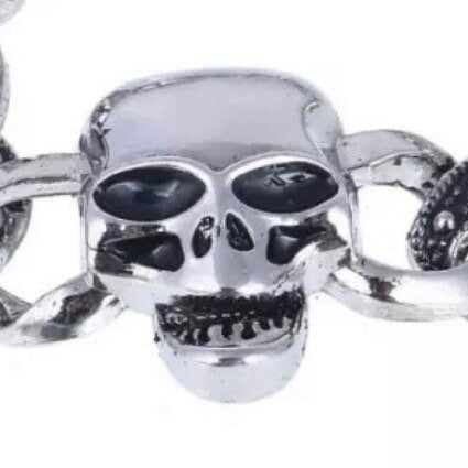 Punk Gothic Biker Skeleton Skull Charm Bracelet Bangle