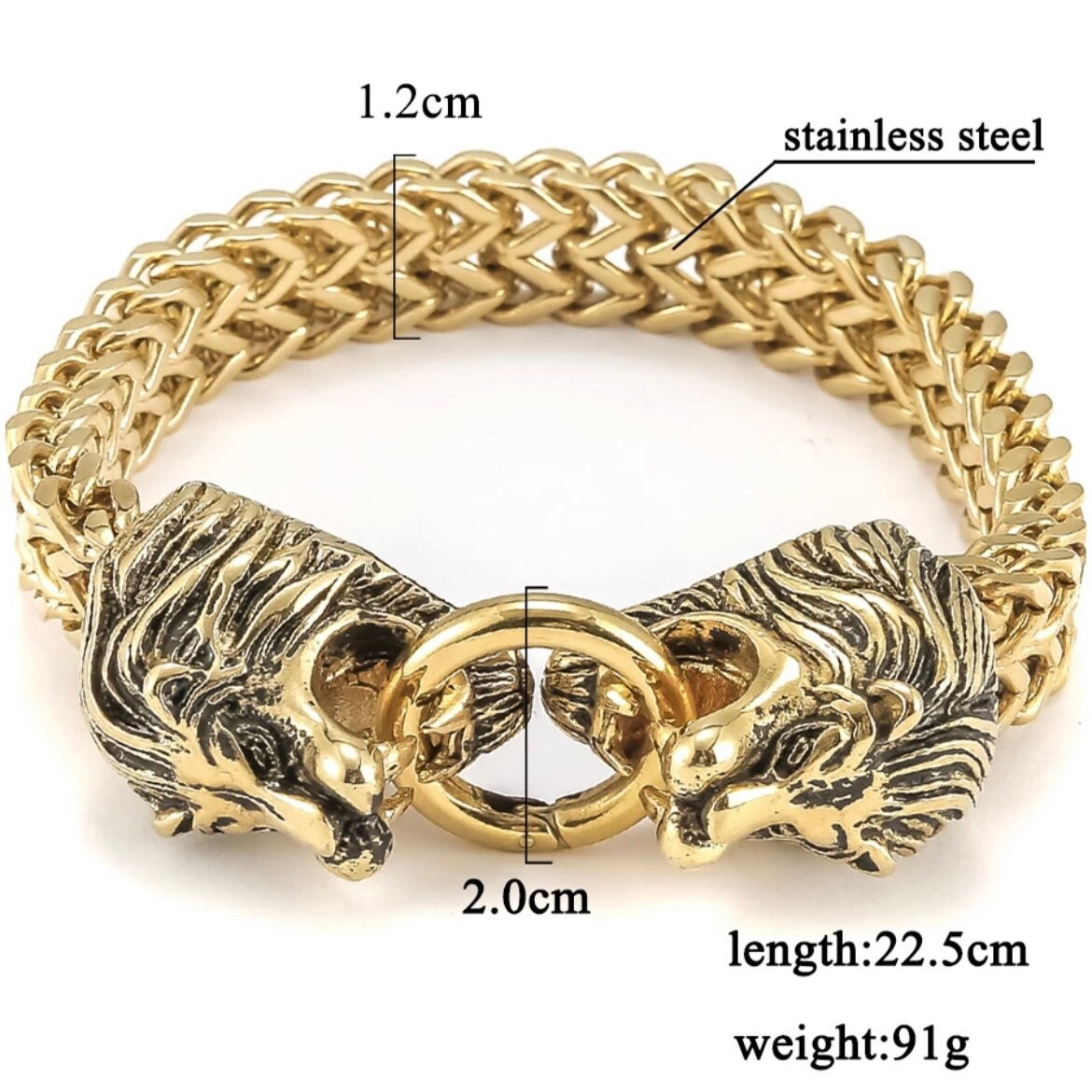 Stunning Stainless Steel Gothic King Lion Head Fargo Chain Bracelet Available in 3 Colours