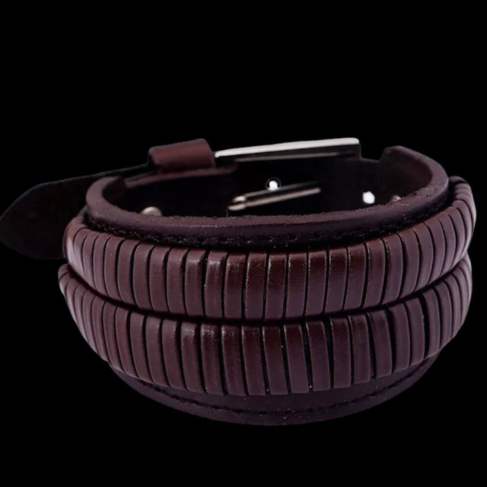 Punk Creative Leather Adjustable Wrap Bracelet Available in brown & Black Leather