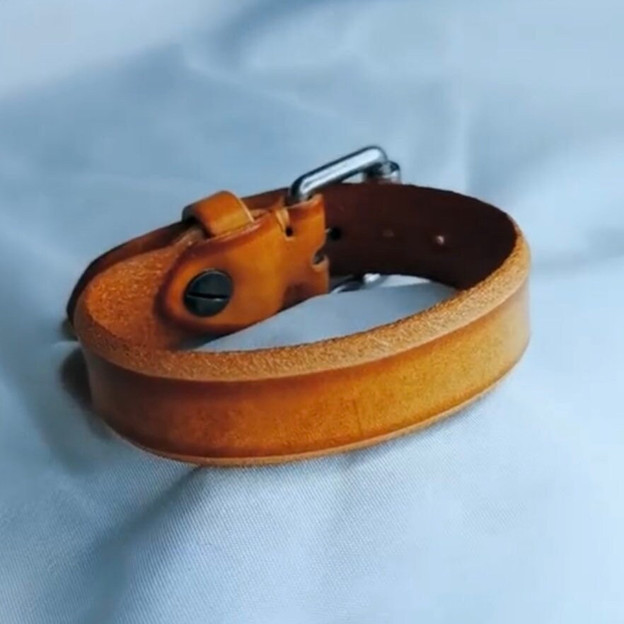 Slim Trendy Brown Leather Belt Style Leather Bracelet