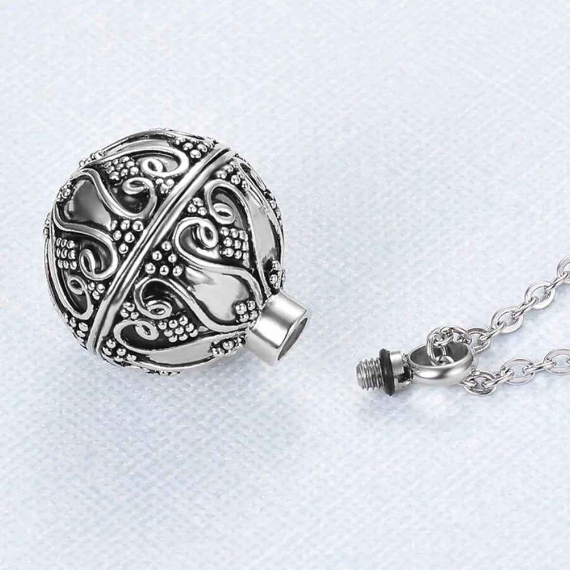 Retro Ball Antique Looking Cremation Memorial Keepsake Ashes Urn Pendant Necklace