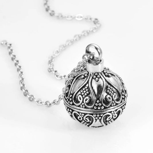 Retro Ball Antique Looking Cremation Memorial Keepsake Ashes Urn Pendant Necklace