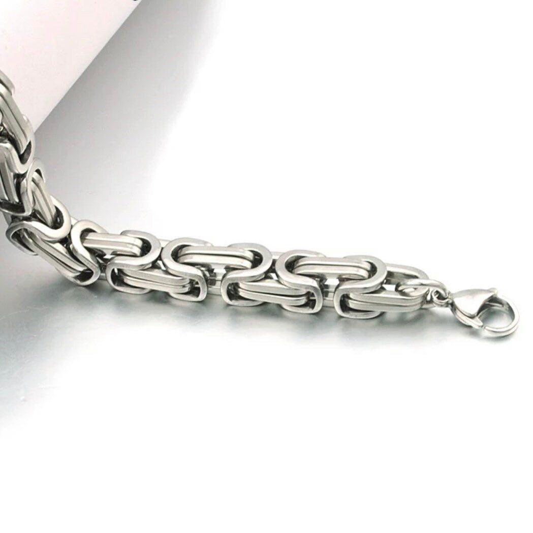 5.5mm Chunky Silver Colour Stainless Steel Link Chain Bracelet