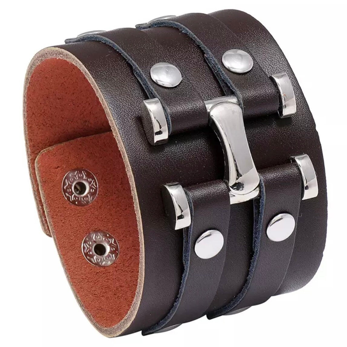 Punk Retro Silver Buckle Brown Bracelet Wrap