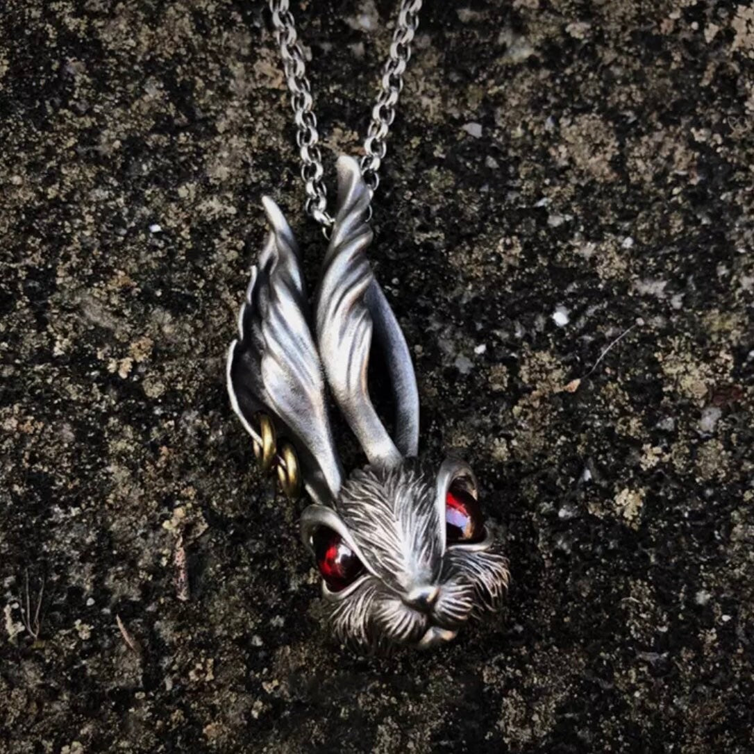 Rabbit Red Eyed Stainless Steel Pendant Necklace Chain