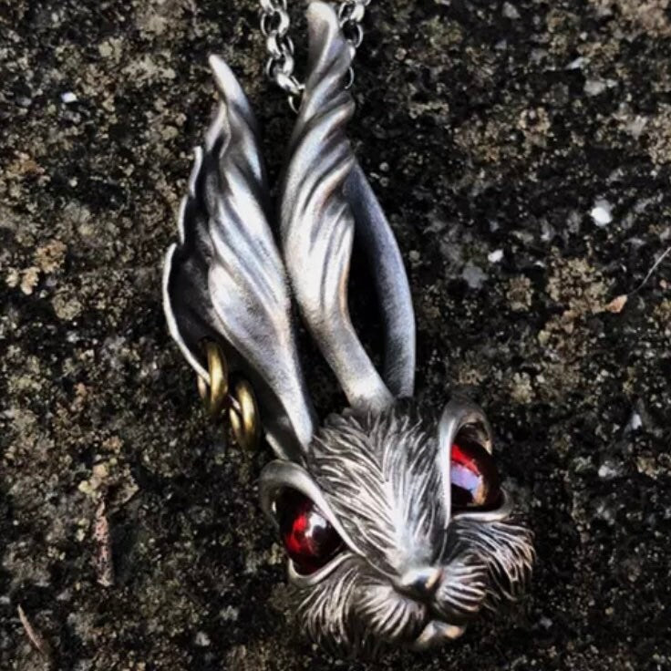 Rabbit Red Eyed Stainless Steel Pendant Necklace Chain