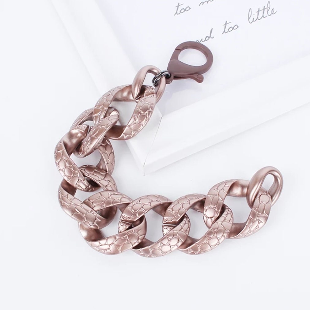 Cuban Thick Rose Gold Patterned Colour Chain Bracelet Bangle