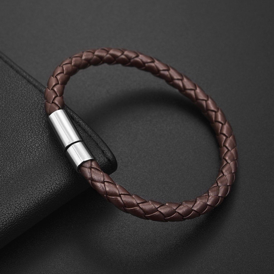 Classic Simple Braided Leather Bracelet Bangle Available in Black or Brown