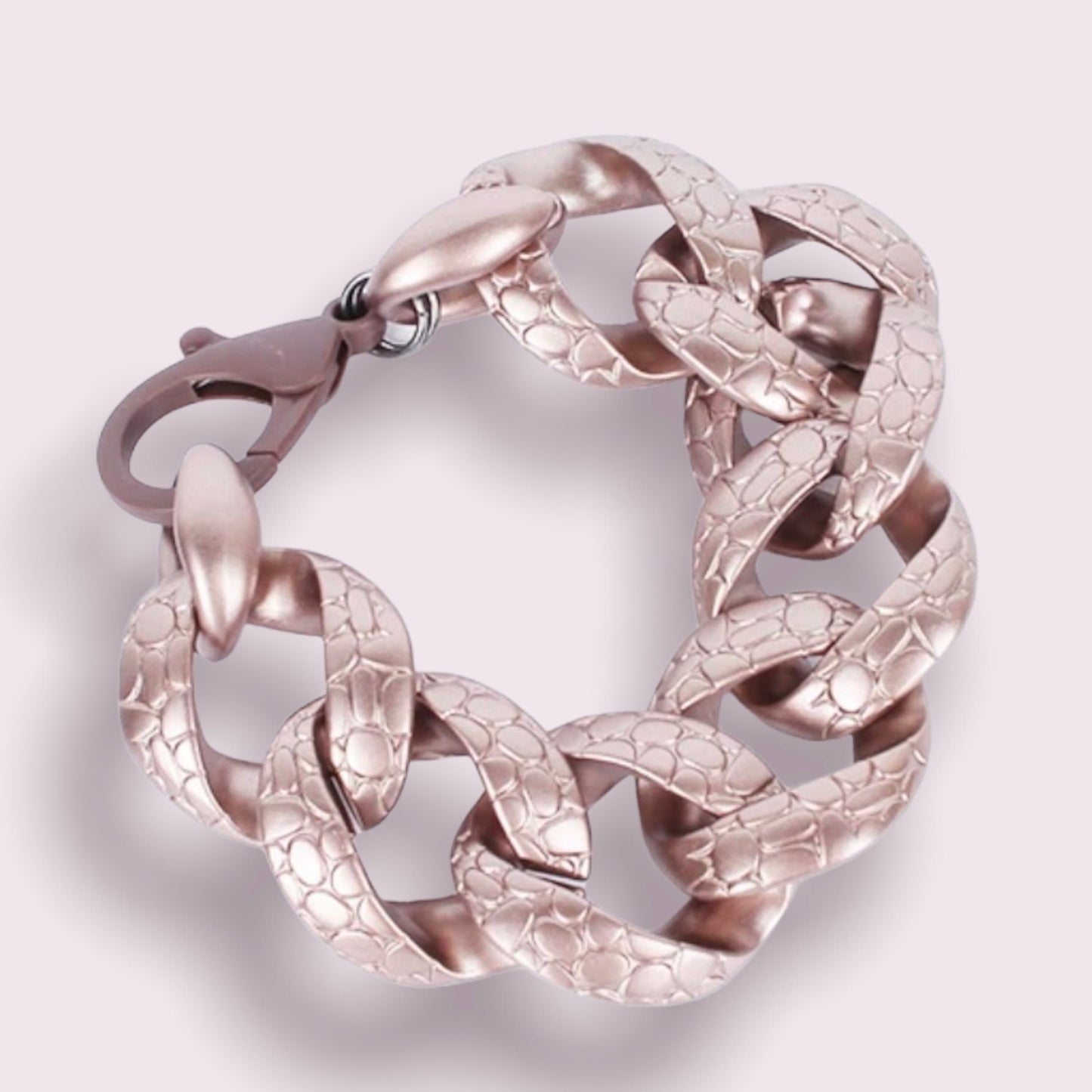 Cuban Thick Rose Gold Patterned Colour Chain Bracelet Bangle