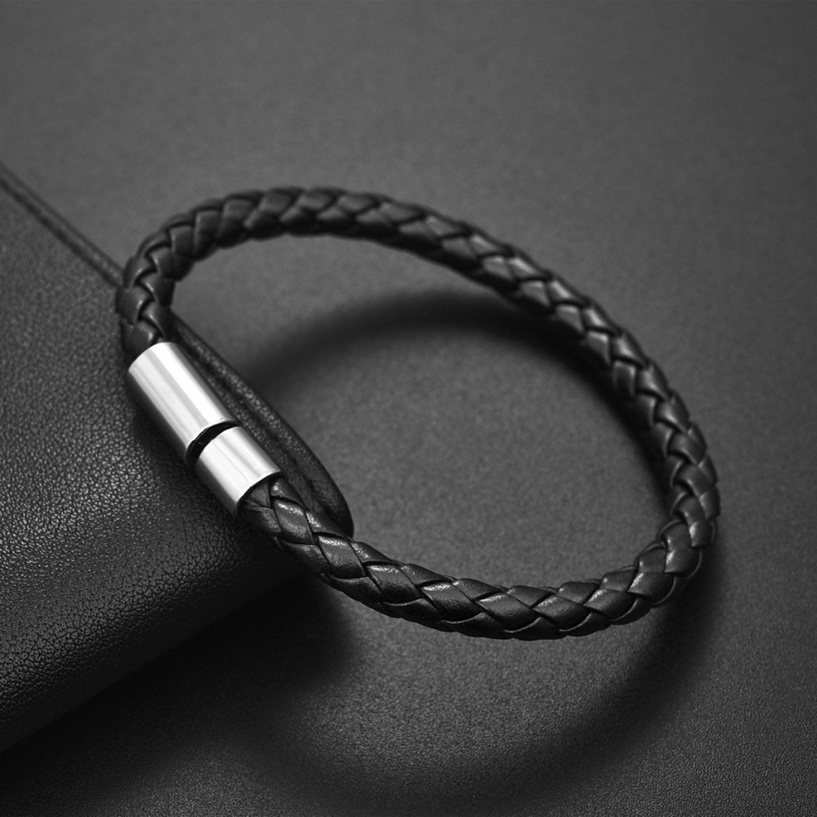 Classic Simple Braided Leather Bracelet Bangle Available in Black or Brown