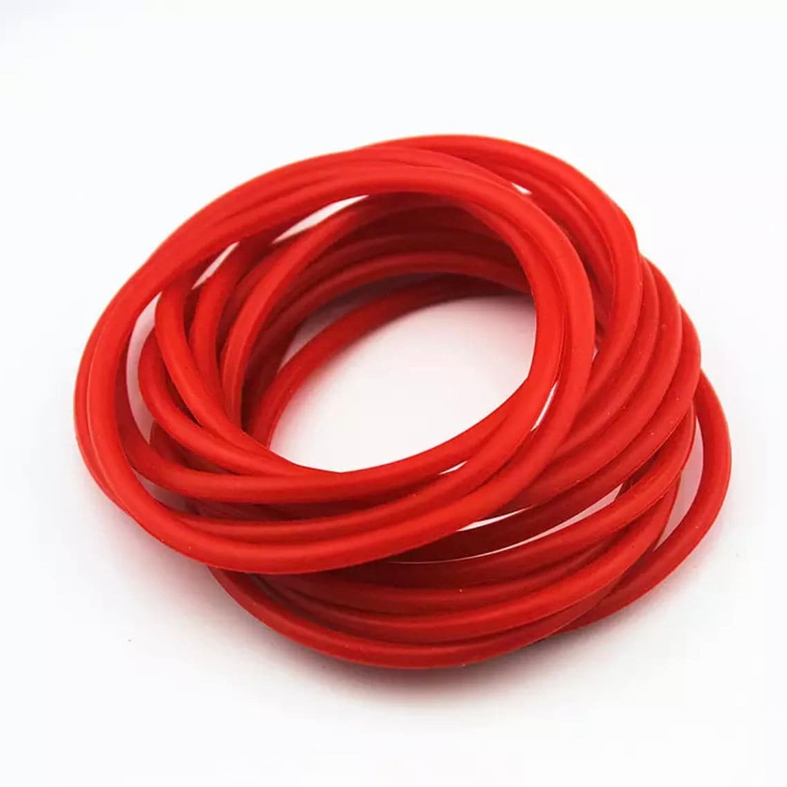 10PCS Rubber Slim Bracelet Wristband Unisex Bangles Available in Black Red White or Purple