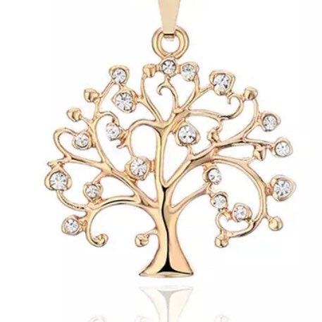 Tree of Life Crystal Stainless Steel Pendant Necklace Choker Available in 3 Colours