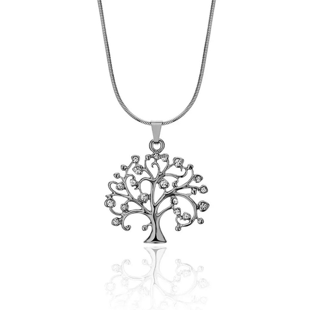 Tree of Life Crystal Stainless Steel Pendant Necklace Choker Available in 3 Colours