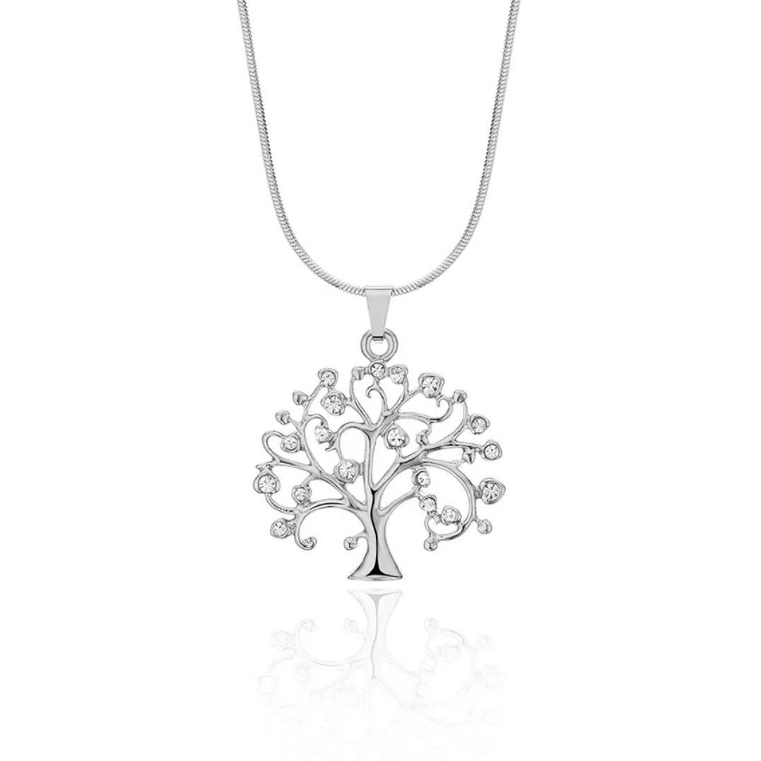 Tree of Life Crystal Stainless Steel Pendant Necklace Choker Available in 3 Colours