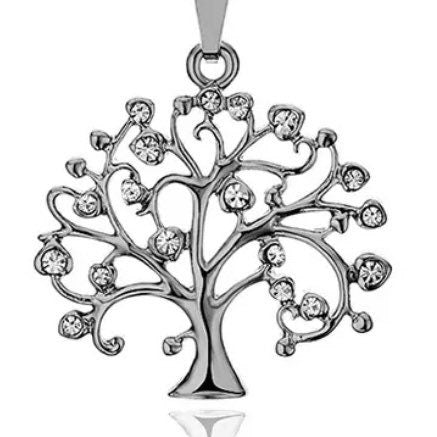 Tree of Life Crystal Stainless Steel Pendant Necklace Choker Available in 3 Colours