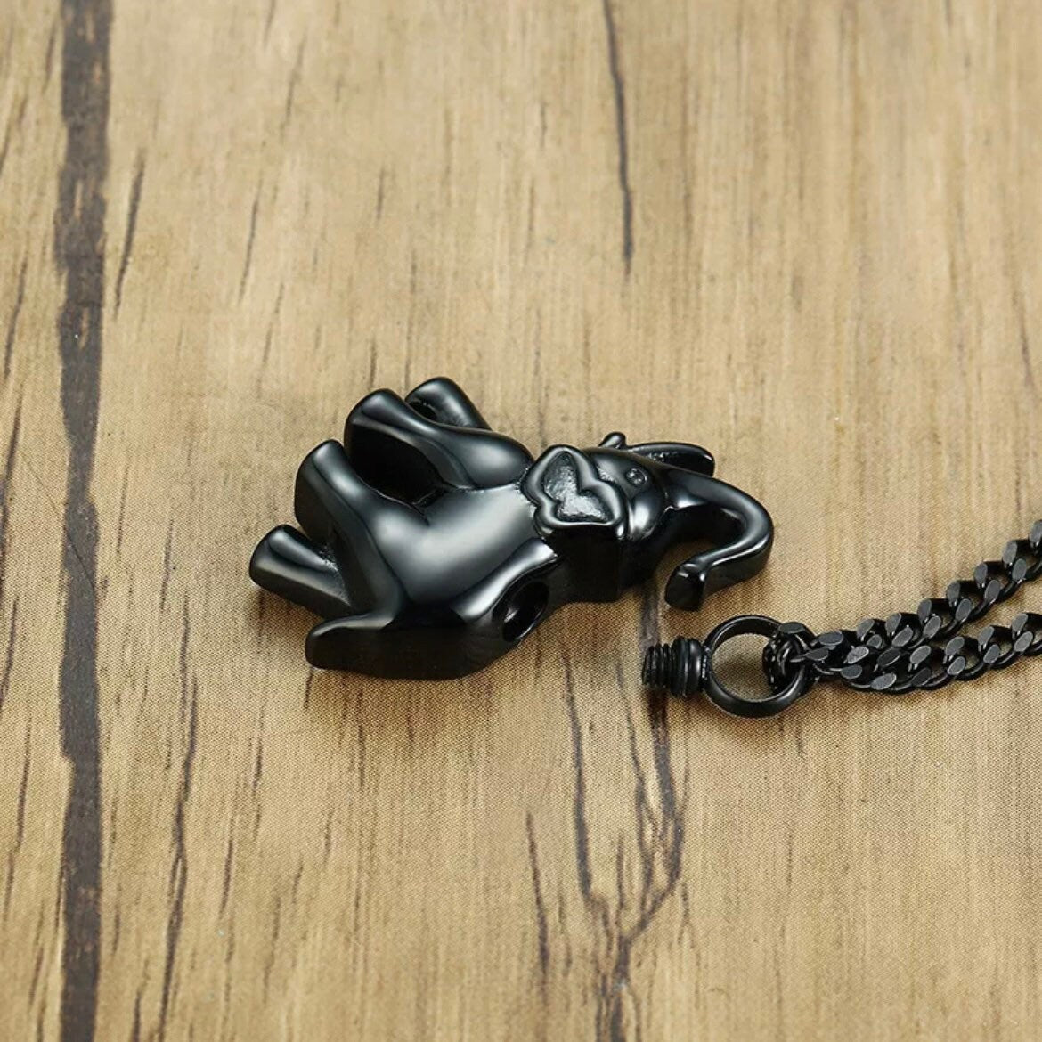 Black Stainless Steel Elephant Pendant Necklace