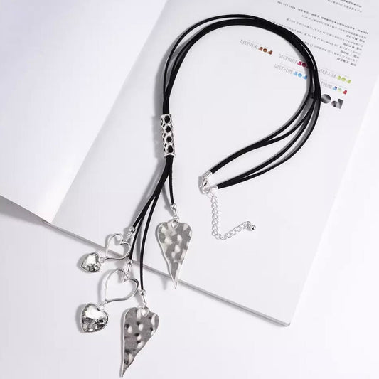 Multi Heart Silver Colour Long Sweater Pendant Necklace