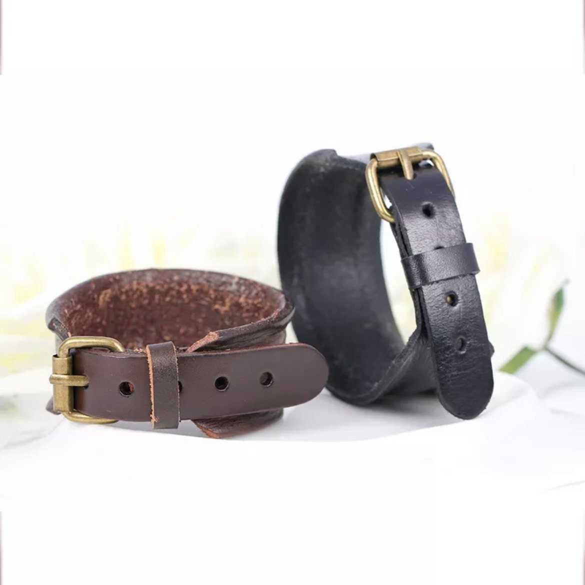 Slim Simple Leather Rock Bandage Wrap Bracelet Available in 3 Colours