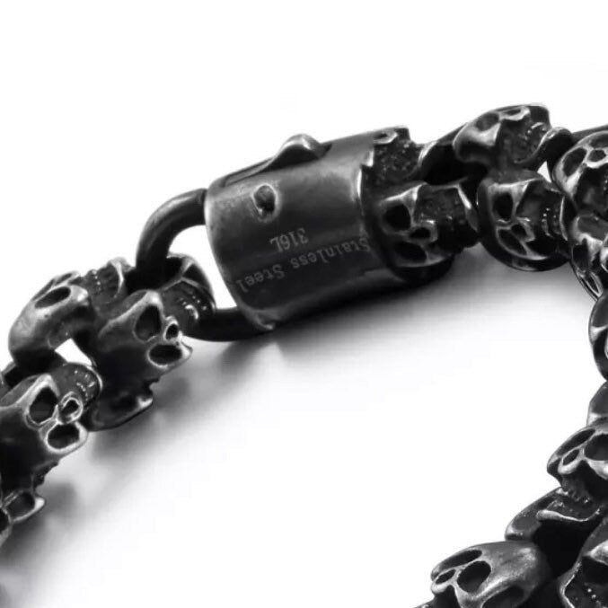 Vintage Skull Stainless Steel Black Retro Bracelet