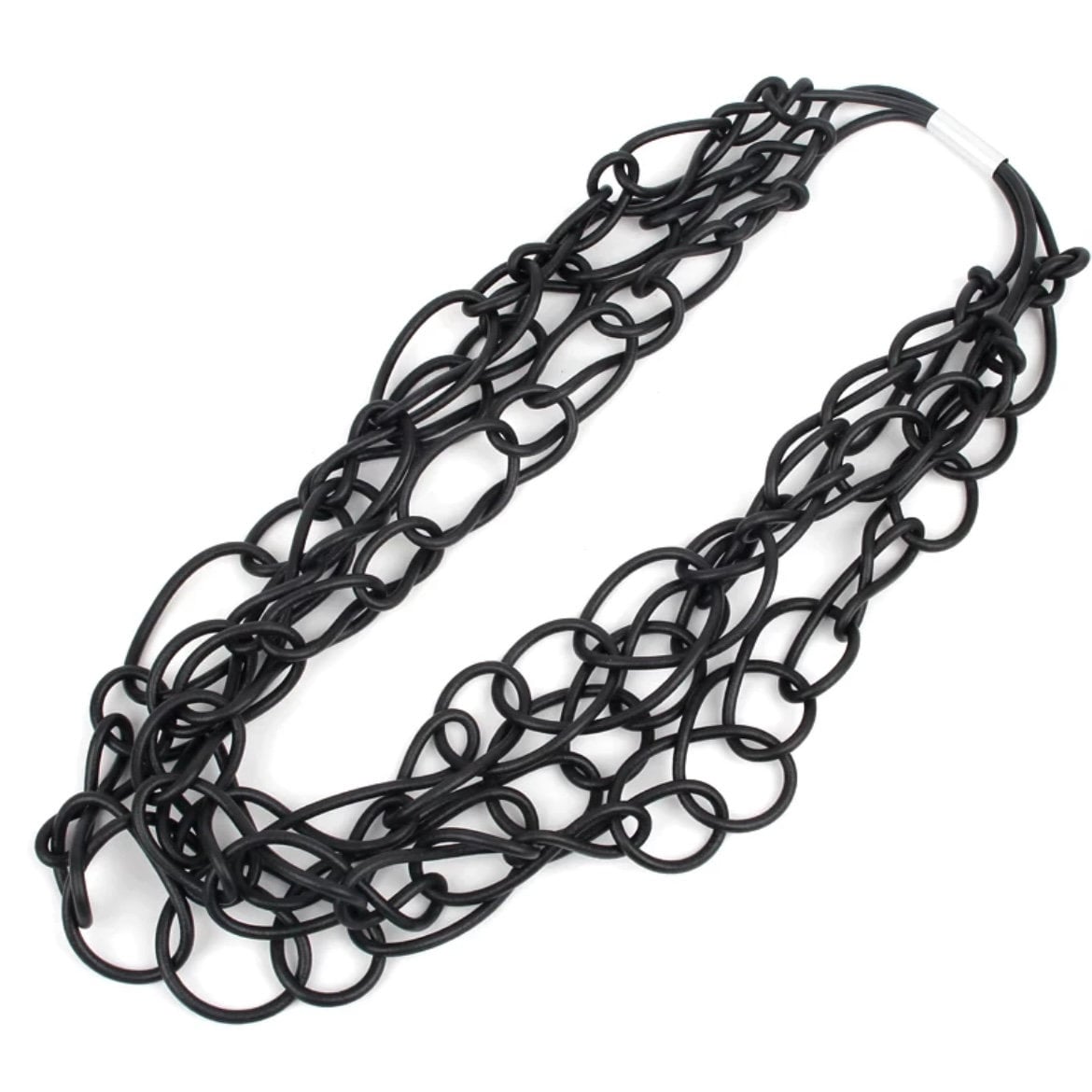 Gothic Three-Tier Twisted Rubber Necklace Available in Black or Brown Colours