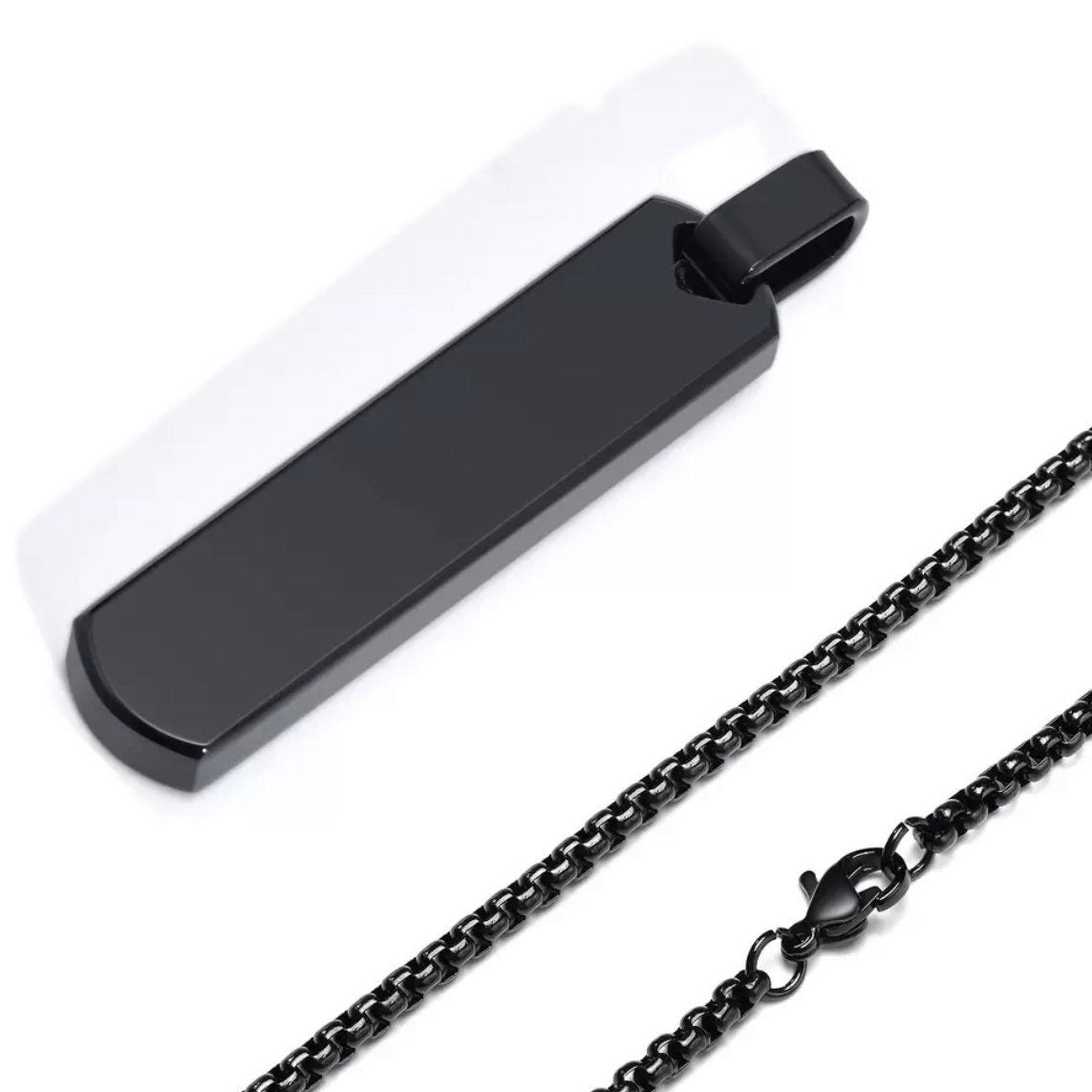 Vertical Bar Thick Pendant Necklace Available in Black Silver or Gold Colours