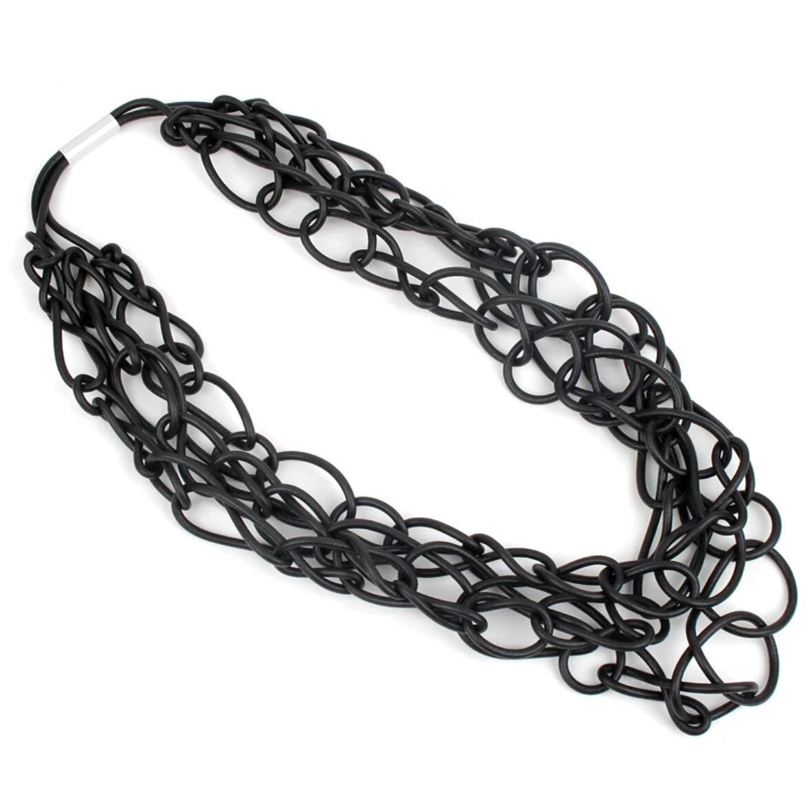 Gothic Three-Tier Twisted Rubber Necklace Available in Black or Brown Colours