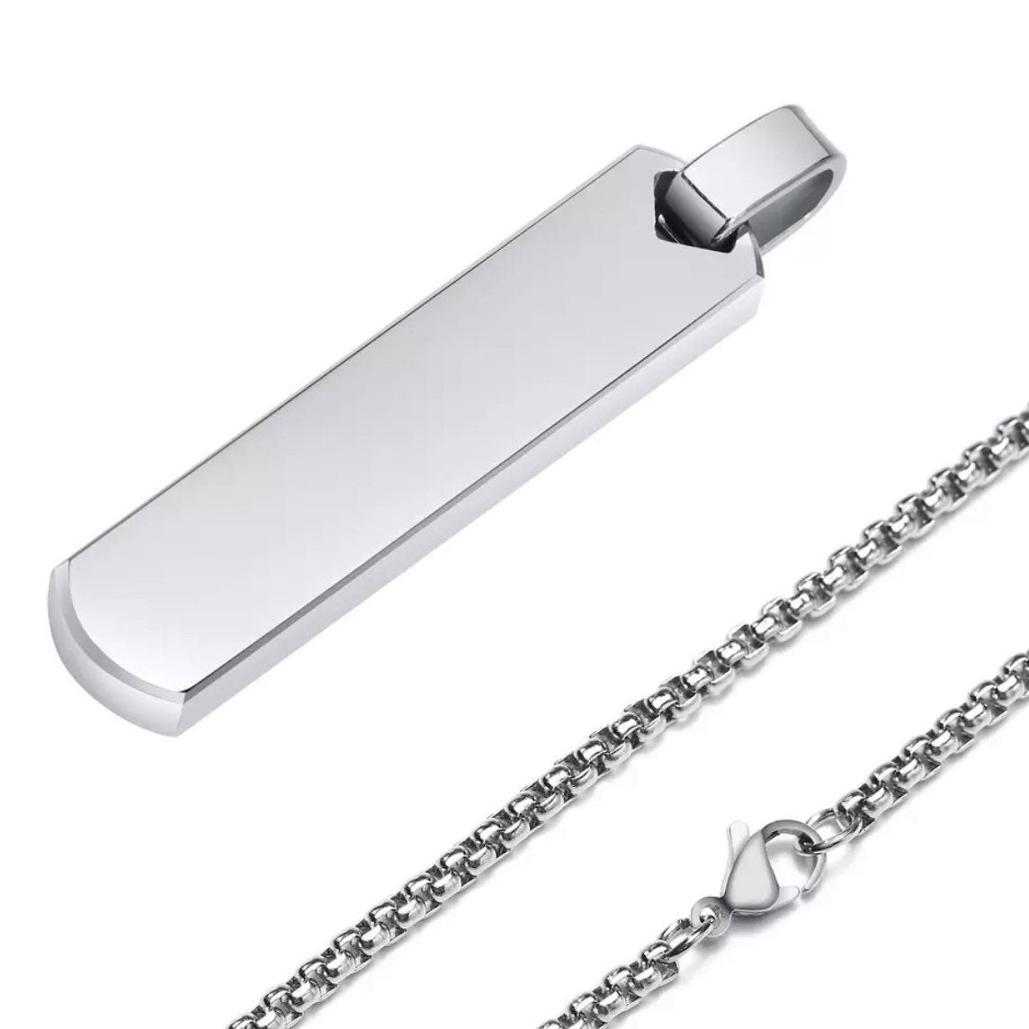 Vertical Bar Thick Pendant Necklace Available in Black Silver or Gold Colours