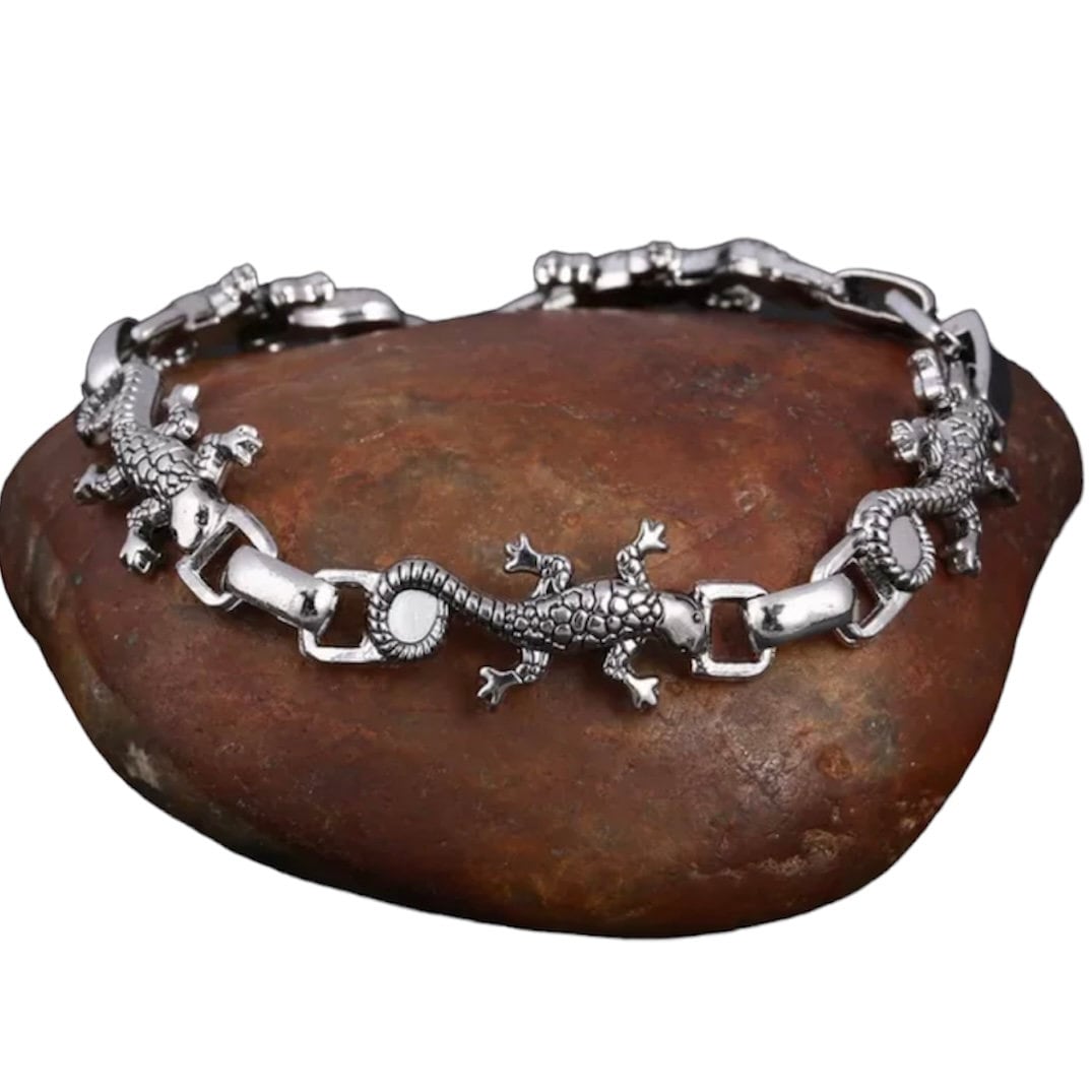 Silver Coloured Lizard Bracelet Bangle