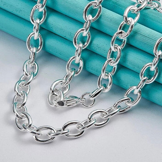 Original Simple Silver Colour Link Chain Necklace with Lobster Clasp