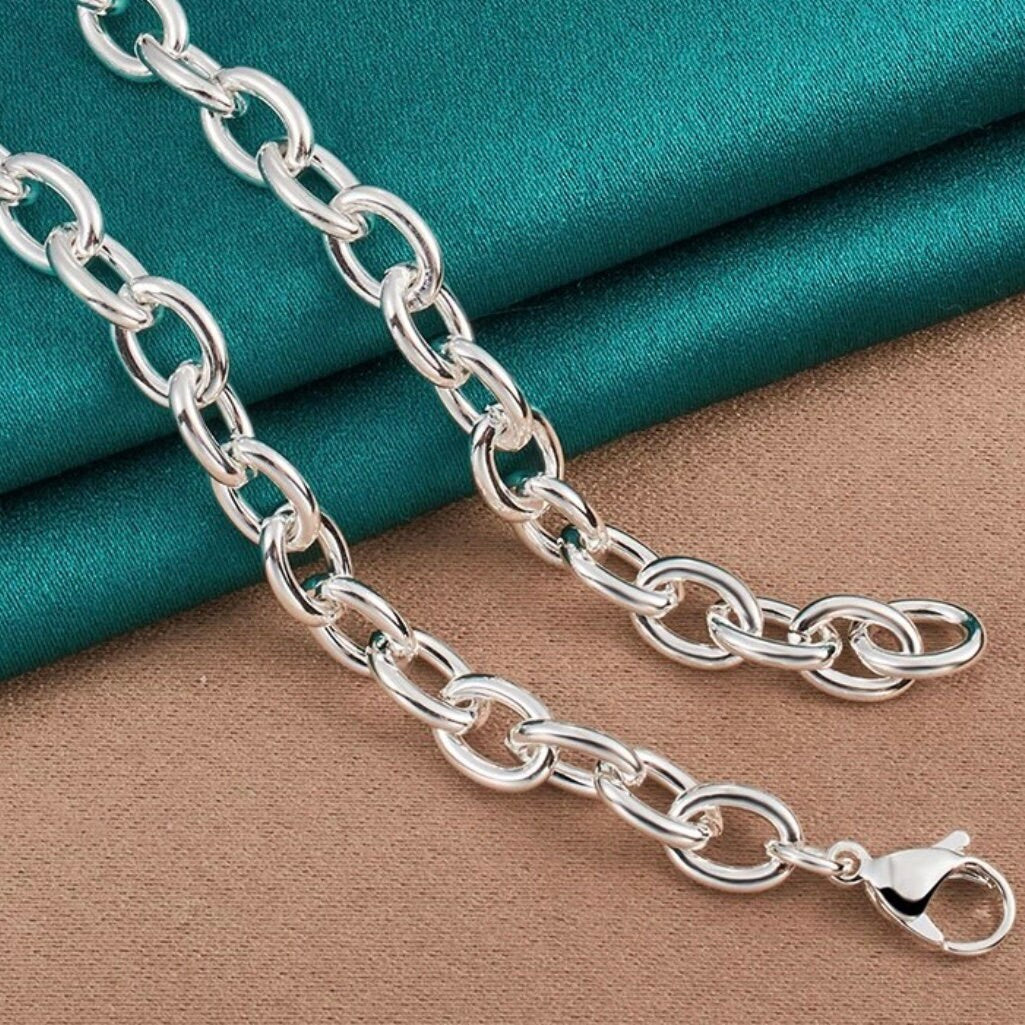 Original Simple Silver Colour Link Chain Necklace with Lobster Clasp