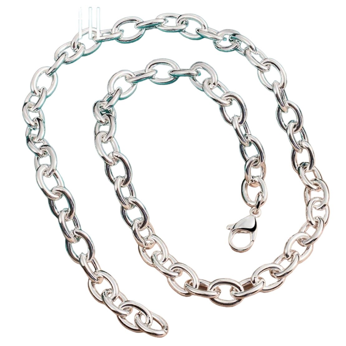 Original Simple Silver Colour Link Chain Necklace with Lobster Clasp