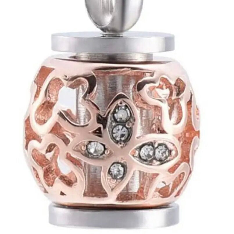 Hollow Butterfly Crystal Ashes Urn Memorial Cremation Pendant Necklace