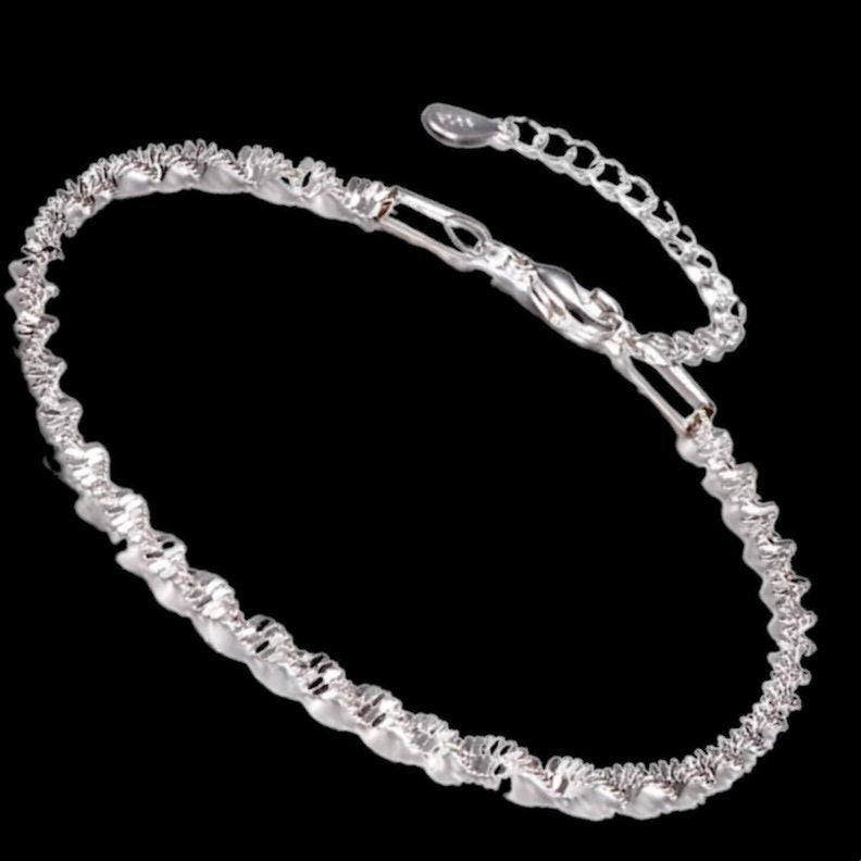 Trendy Caterpillar Twist Chain Bangle Bracelet Available in Silver or Rose Gold