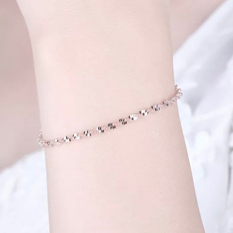 Trendy Caterpillar Twist Chain Bangle Bracelet Available in Silver or Rose Gold