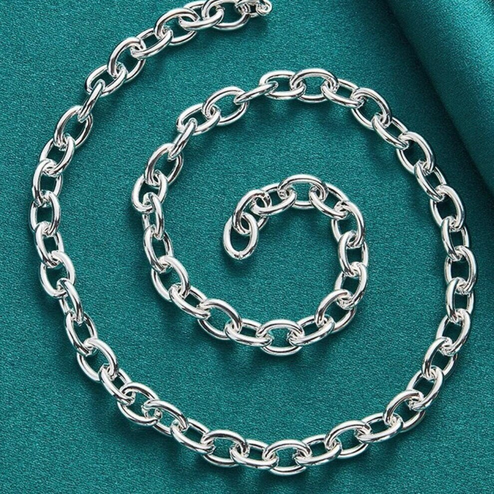 Original Simple Silver Colour Link Chain Necklace with Lobster Clasp