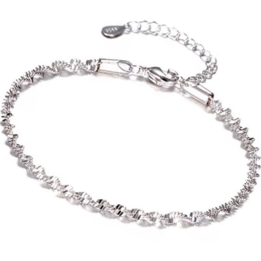 Trendy Caterpillar Twist Chain Bangle Bracelet Available in Silver or Rose Gold