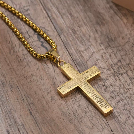 Punk Vintage Christian Scripture Religious Cross Pendant Necklace