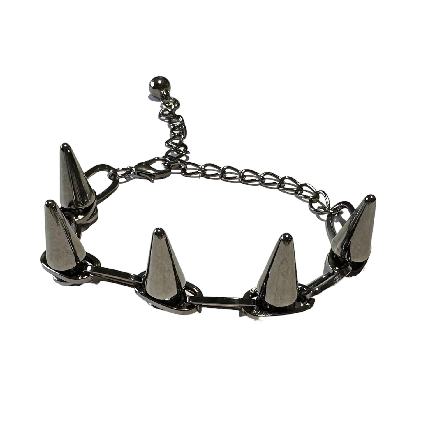 Punk Gothic Handmade Spike Rivet Chain Bracelet Bangle Available in Black or Silver Colour