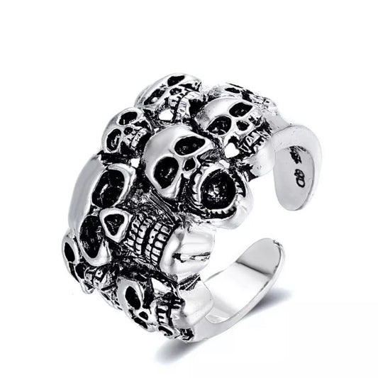 Gothic Punk Silver Colour Skull Skeleton Open Adjustable Ring