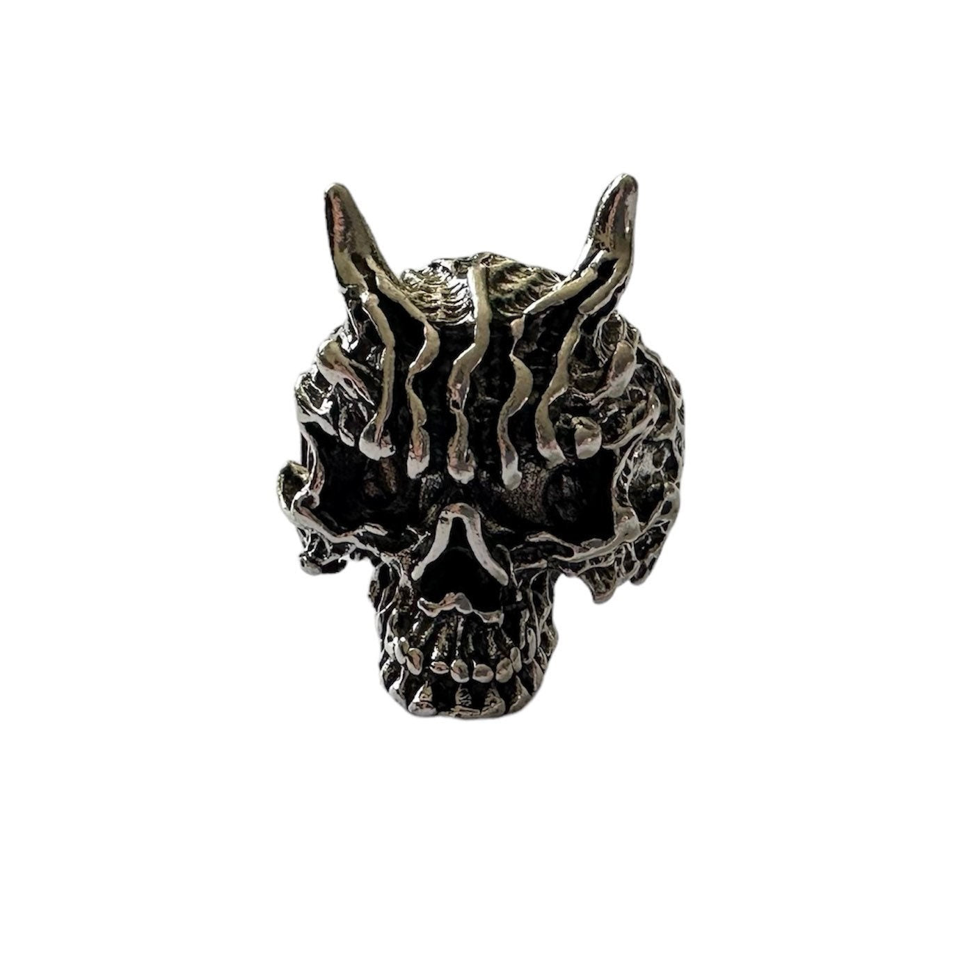 Spooky Silver Wolf Skeleton Skull Open Adjustable Ring