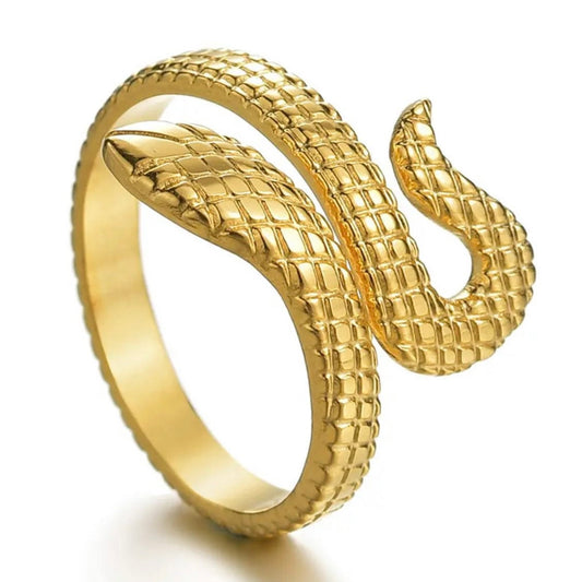 Beautifully Detailed Snake Serpent Silver Ring Available in Gold or Silver Colour