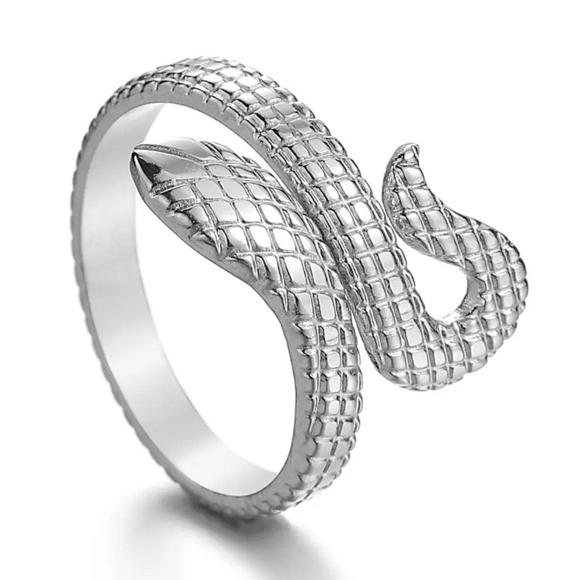 Beautifully Detailed Snake Serpent Silver Ring Available in Gold or Silver Colour