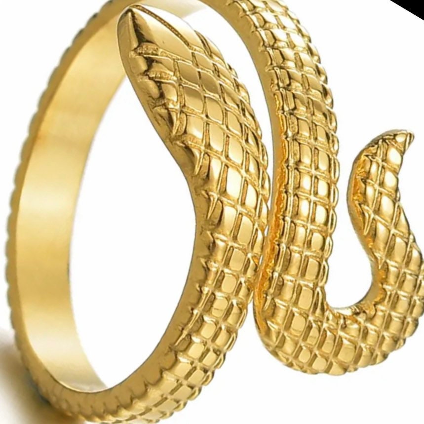 Beautifully Detailed Snake Serpent Silver Ring Available in Gold or Silver Colour