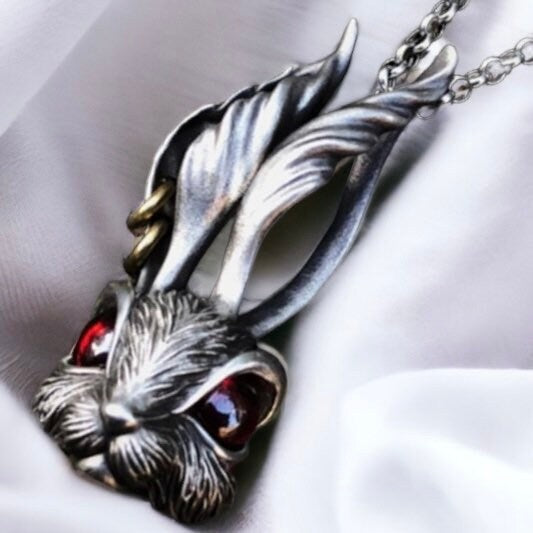 Rabbit Red Eyed Stainless Steel Pendant Necklace Chain