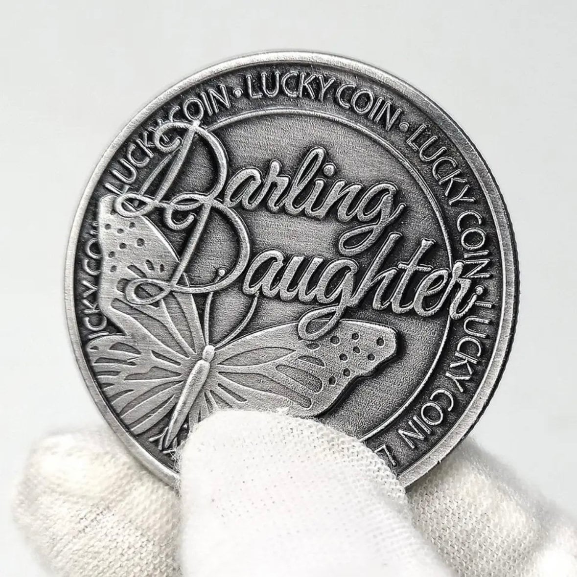 Butterfly Darling Dearest Proud Daughter Silver Souvenir Commemorative Gift Lucky Collectable Coin Gift for Daughter