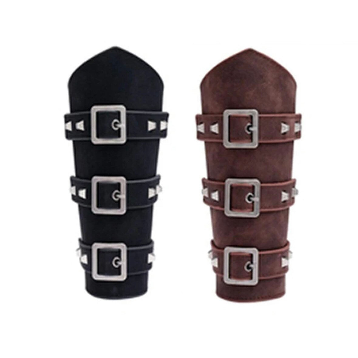 Medieval Knight Punk Biker Leather Arm Wristband Adjustable Bracelet Available in Black or Brown Colours